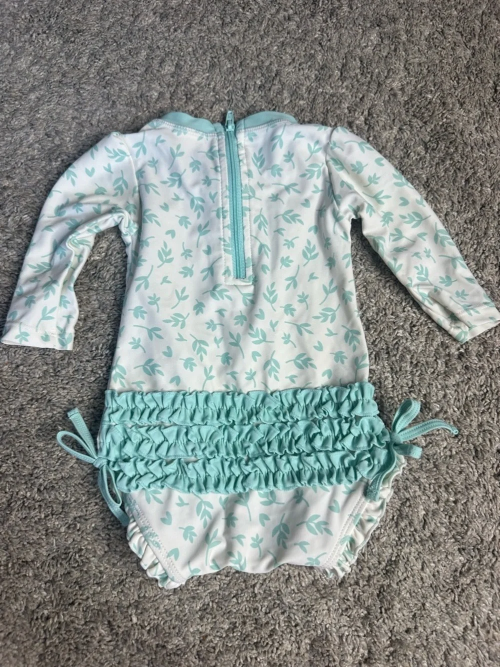 RuffleButts Whimsical Charm Long Sleeve One Piece Rash Guard swimsuit 3-6 mo